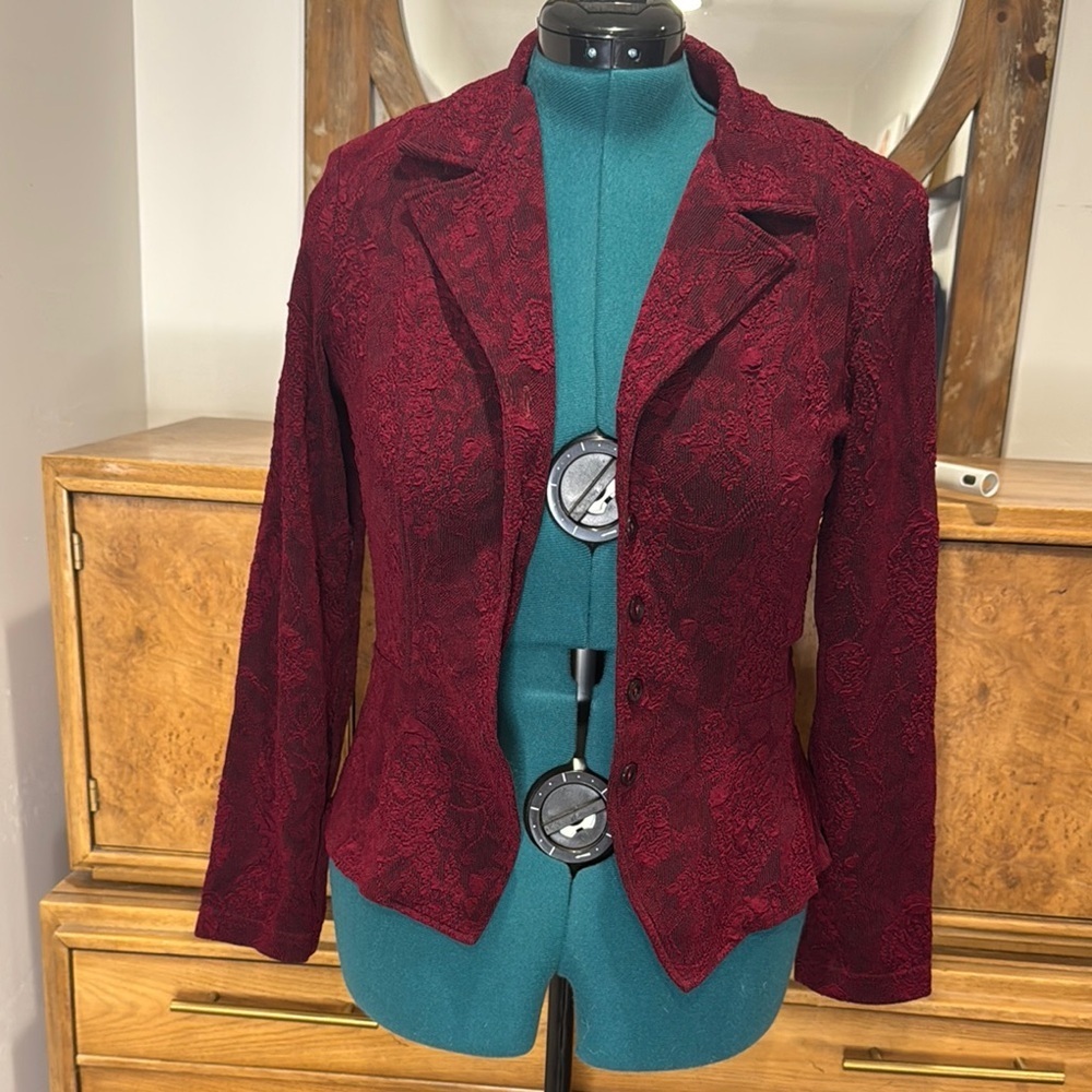 Coldwater Creek Red Blazer Classic Notched Lapels